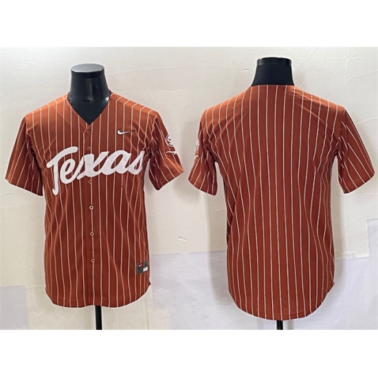 Men's Texas Longhorns Blank Orange Pinstripe SEC Patch Stitched Jersey - Ujersey