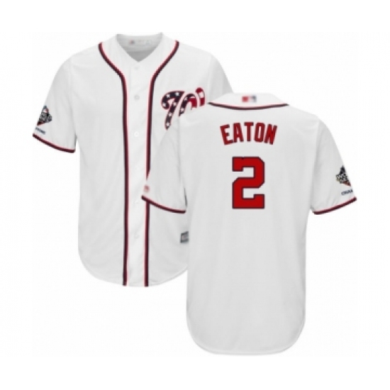 Youth Washington Nationals #2 Adam Eaton Authentic White Home Cool Base 2019 World Series Champions Baseball Jersey - Ujersey