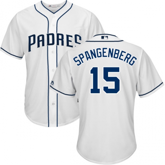 Men's Majestic San Diego Padres #15 Cory Spangenberg Replica White Home Cool Base MLB Jersey - Ujersey