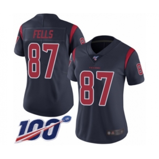 Women's Houston Texans #87 Darren Fells Limited Navy Blue Rush Vapor Untouchable 100th Season Football Jersey - Ujersey