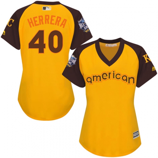 Women's Majestic Kansas City Royals #40 Kelvin Herrera Authentic Yellow 2016 All-Star American League BP Cool Base MLB Jersey - Ujersey
