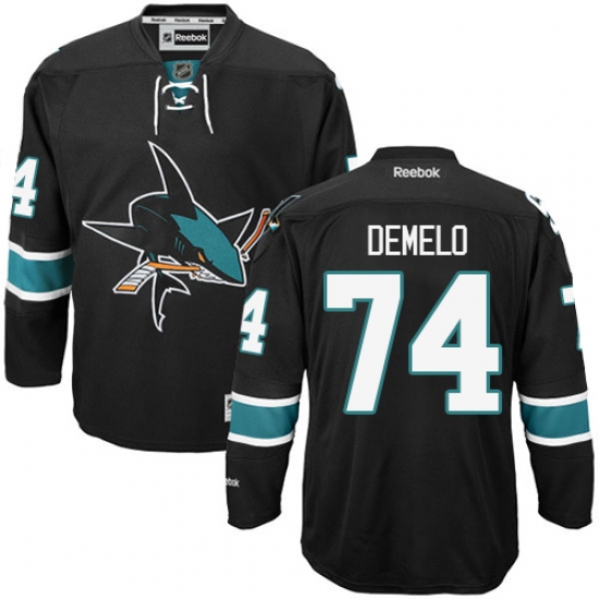 Women's Reebok San Jose Sharks #74 Dylan DeMelo Premier Black Third NHL Jersey - Ujersey