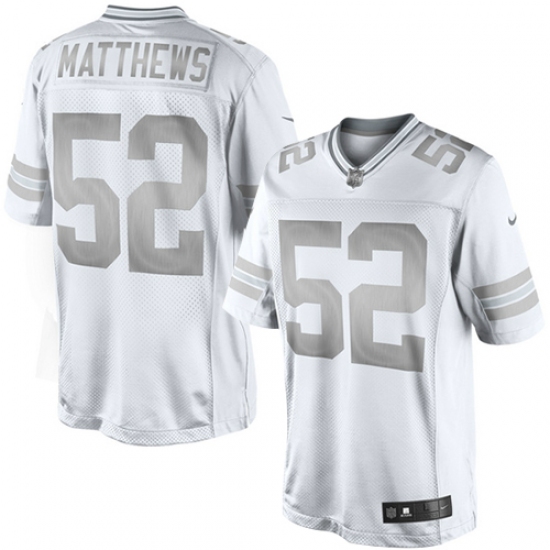 Men's Nike Green Bay Packers #52 Clay Matthews Limited White Platinum NFL Jersey - Ujersey