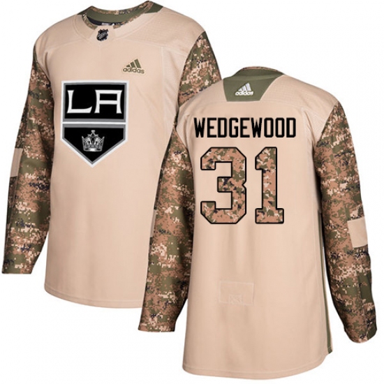 Men's Adidas Los Angeles Kings #31 Scott Wedgewood Authentic Camo Veterans Day Practice NHL Jersey - Ujersey