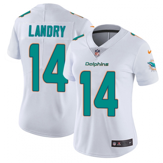 Women's Nike Miami Dolphins #14 Jarvis Landry White Vapor Untouchable Limited Player NFL Jersey - Ujersey