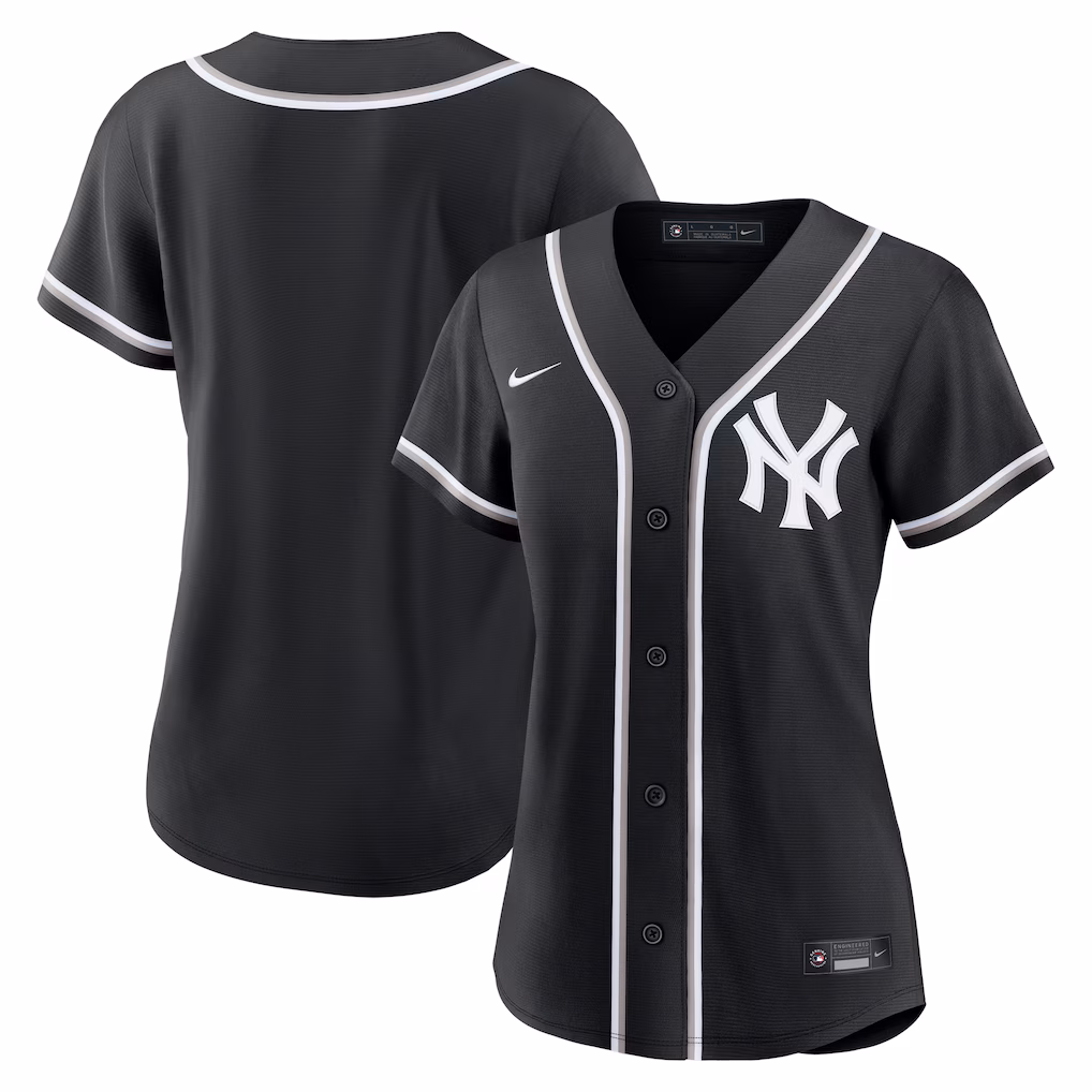 Women's New York Yankees Nike Fashion Replica Black Out Jersey - Ujersey Shop