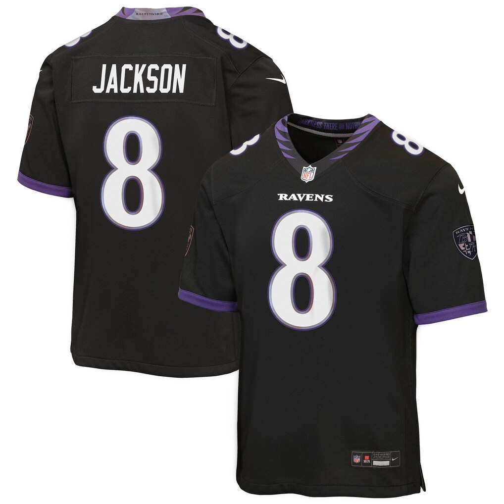 Youth Baltimore Ravens Lamar Jackson Nike Black Alternate Game Jersey - U-jersey