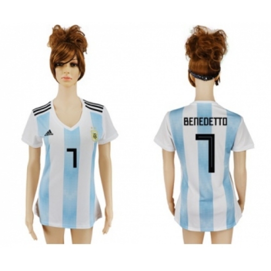 Women's Argentina #7 Benedetto Home Soccer Country Jersey