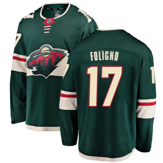 Youth Minnesota Wild #17 Marcus Foligno Authentic Green Home Fanatics Branded Breakaway NHL Jersey - Ujersey
