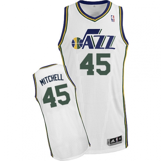 Men's Adidas Utah Jazz #45 Donovan Mitchell Authentic White Home NBA Jersey - Ujersey