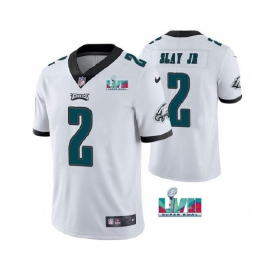 Men's Philadelphia Eagles #2 Darius Slay JR White Super Bowl LVII Patch Vapor Untouchable Limited Stitched Jersey - Ujersey
