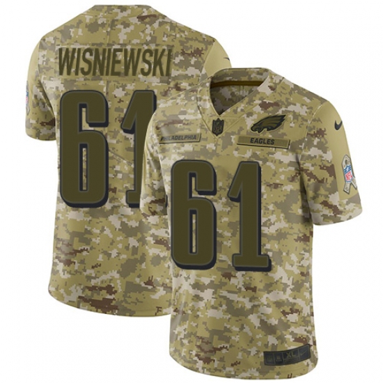 Men's Nike Philadelphia Eagles #61 Stefen Wisniewski Limited Camo 2018 Salute to Service NFL Jersey - Ujersey