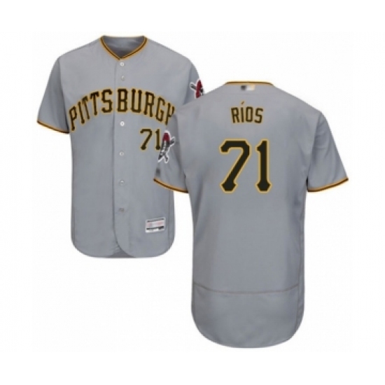 Men's Pittsburgh Pirates #71 Yacksel Rios Grey Road Flex Base Authentic Collection Baseball Player Jersey - Ujersey