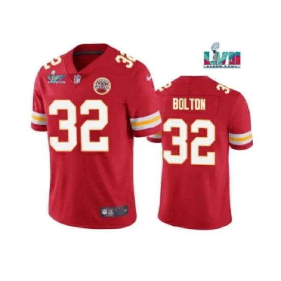 Men's Kansas City Chiefs #32 Nick Bolton Red Super Bowl LVII Patch Vapor Untouchable Limited Stitched Jersey - Ujersey