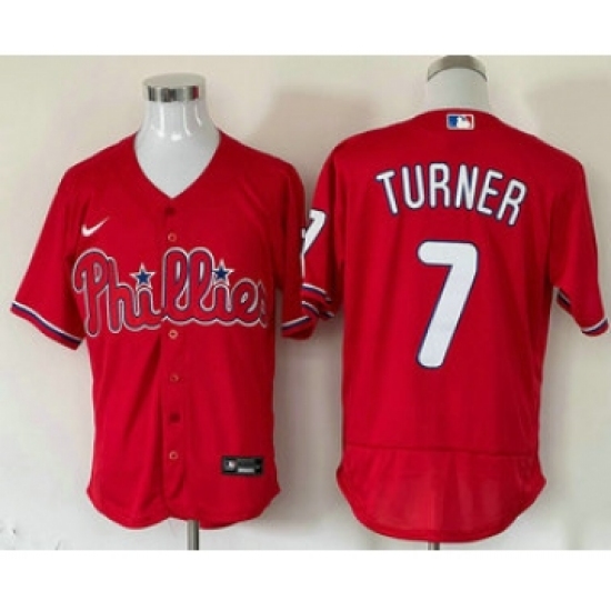 Men's Philadelphia Phillies #7 Trea Turner Red Stitched MLB Flex Base Nike Jersey - Ujersey
