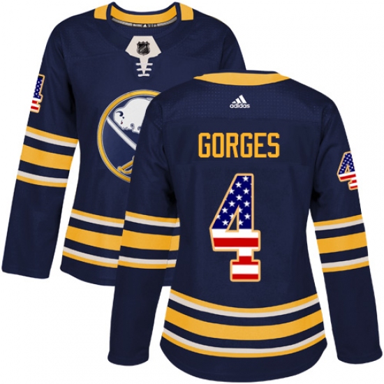 Women's Adidas Buffalo Sabres #4 Josh Gorges Authentic Navy Blue USA Flag Fashion NHL Jersey - Ujersey