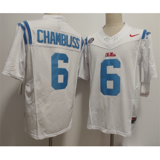 Men's Ole Miss Rebels #6 Trinidad Chambliss White 2025 F.U.S.E. Stitched jersey - Ujersey
