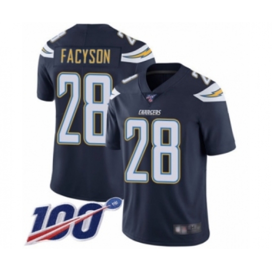 Youth Los Angeles Chargers #28 Brandon Facyson Navy Blue Team Color Vapor Untouchable Limited Player 100th Season Football Jersey - Ujersey