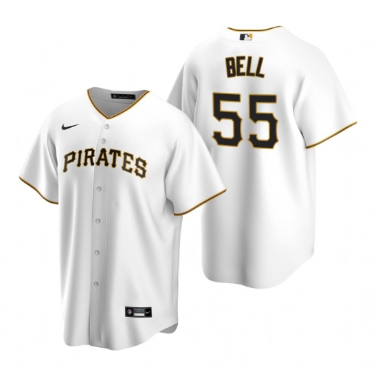 Men's Nike Pittsburgh Pirates #55 Josh Bell White Home Stitched Baseball Jersey - Ujersey