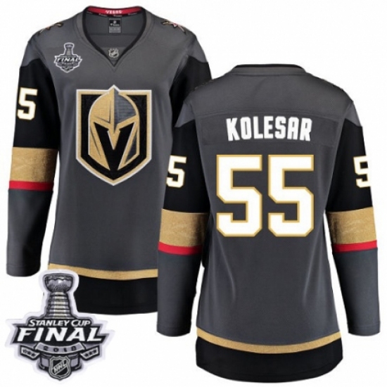 Women's Vegas Golden Knights #55 Keegan Kolesar Authentic Black Home Fanatics Branded Breakaway 2018 Stanley Cup Final NHL Jersey - Ujersey