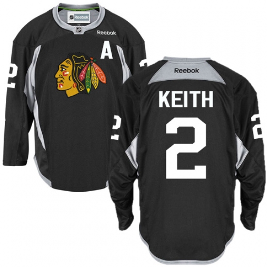 Men's Reebok Chicago Blackhawks #2 Duncan Keith Premier Black Practice NHL Jersey - Ujersey