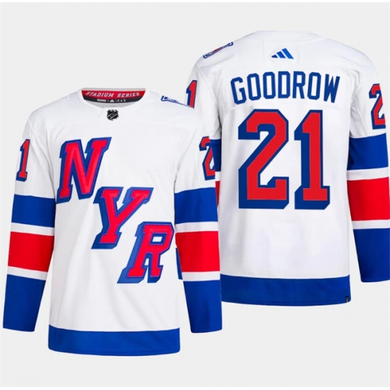 Men's New York Rangers #21 Barclay Goodrow White 2024 Stadium Series Stitched Jersey - Ujersey