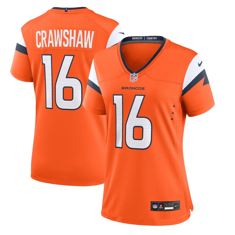 Women's Denver Broncos Jeremy Crawshaw Nike Orange Team Game Jersey - Ujersey