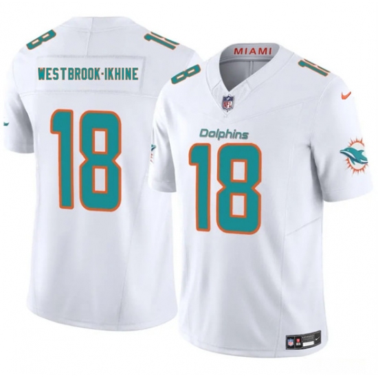 Men's Miami Dolphins #18 Nick Westbrook-Ikhine White 2025 Draft F.U.S.E. Vapor Limited Football Stitched Jersey - Ujersey