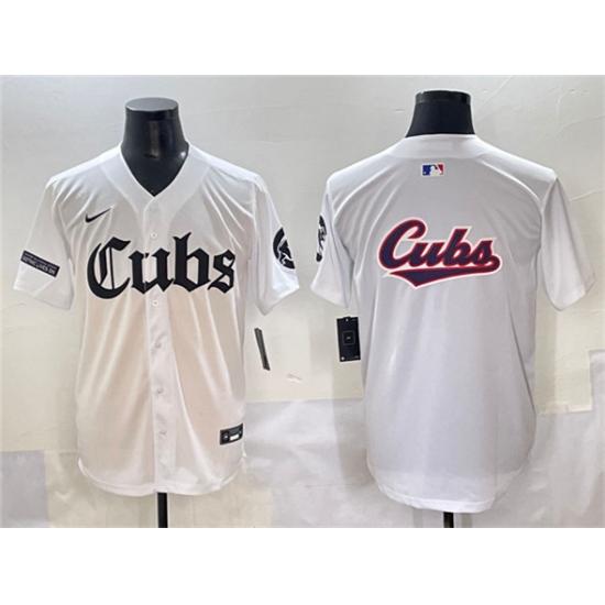 Men's Chicago Cubs Team Big Logo White 'Gothic North Side Edition' Vapor Premier Limited Stitched Baseball Jersey - Ujersey