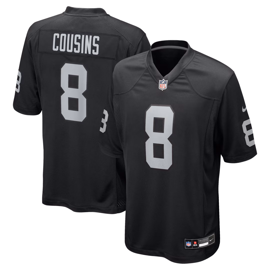 Men's Las Vegas Raiders Kirk Cousins Nike Black Team Game Jersey - U-jersey