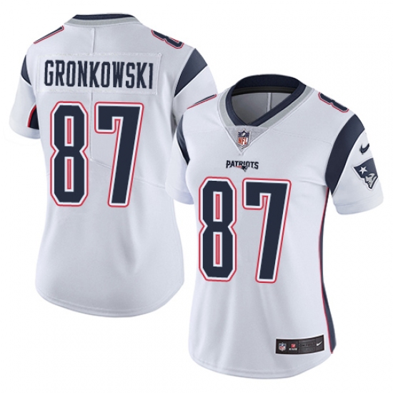 Women's Nike New England Patriots #87 Rob Gronkowski White Vapor Untouchable Limited Player NFL Jersey - Ujersey