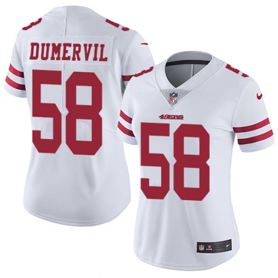 Women's Nike San Francisco 49ers #58 Elvis Dumervil White Vapor Untouchable Limited Player NFL Jersey - Ujersey