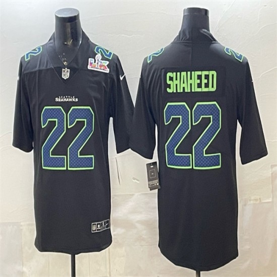 Men's Seattle Seahawks #22 Rashid Shaheed Black 2025 Super Bowl LX Carbon Fashion Vapor Untouchable Limited Stitched Football Jersey - Ujersey