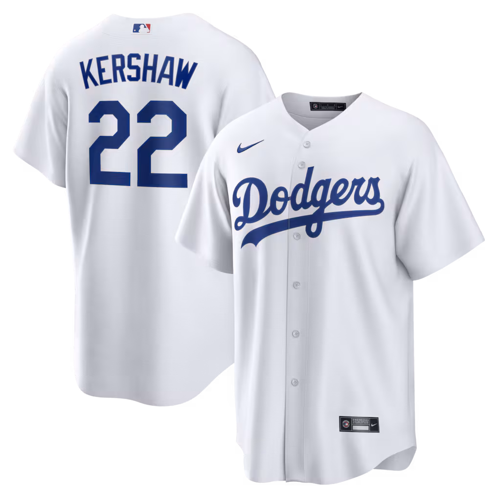 Men's Los Angeles Dodgers Clayton Kershaw Nike White Home Replica Jersey - Ujersey