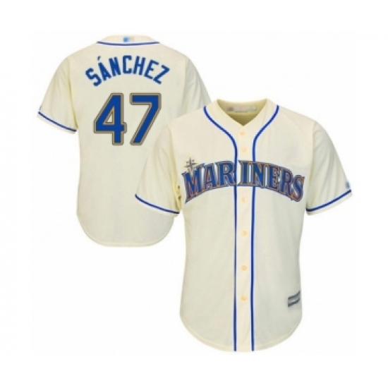 Youth Seattle Mariners #47 Ricardo Sanchez Authentic Cream Alternate Cool Base Baseball Player Jersey - Ujersey