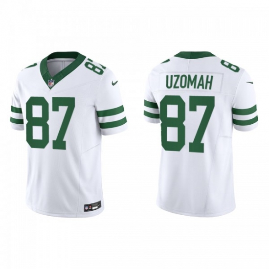Men's Nike New York Jets #87 C.J. Uzomah White 2023 F.U.S.E. Vapor Limited Throwback Stitched Football Jersey - Ujersey