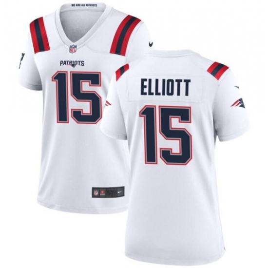 Women's New England Patriots #15 Ezekiel Elliott White Stitched Jersey(Run Small) - Ujersey