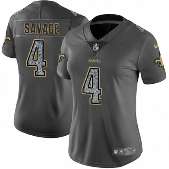 Women's Nike New Orleans Saints #4 Tom Savage Gray Static Vapor Untouchable Limited NFL Jersey - Ujersey