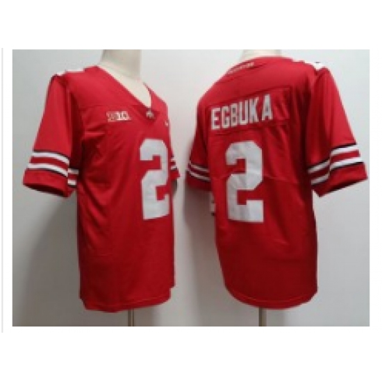 Ohio State Buckeyes #2 Egbuka Red Scarlet NCAA Football Jersey
