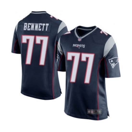 Men's New England Patriots #77 Michael Bennett Game Navy Blue Team Color Football Jersey - Ujersey