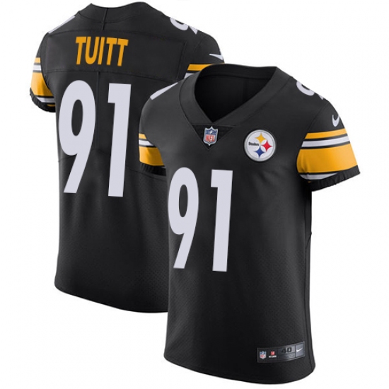 Men's Nike Pittsburgh Steelers #91 Stephon Tuitt Black Team Color Vapor Untouchable Elite Player NFL Jersey - Ujersey