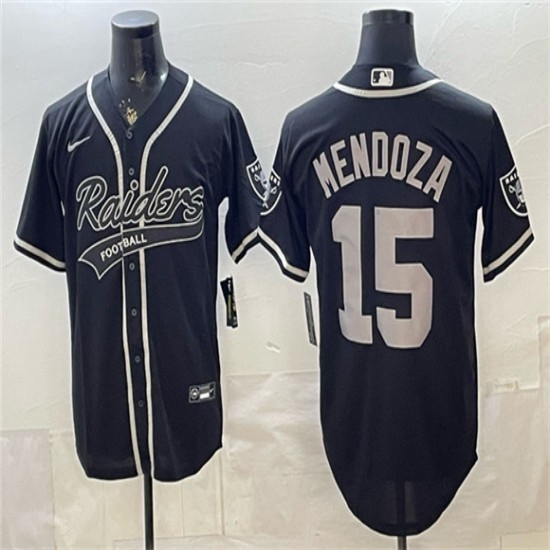 Men's Las Vegas Raiders #15 Fernando Mendoza Black Cool Base Stitched Baseball Jersey - Ujersey