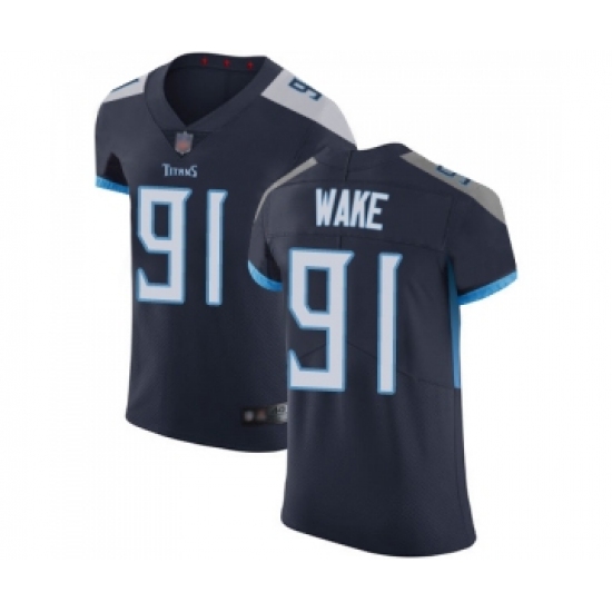 Men's Tennessee Titans #91 Cameron Wake Navy Blue Team Color Vapor Untouchable Elite Player Football Jersey - Ujersey
