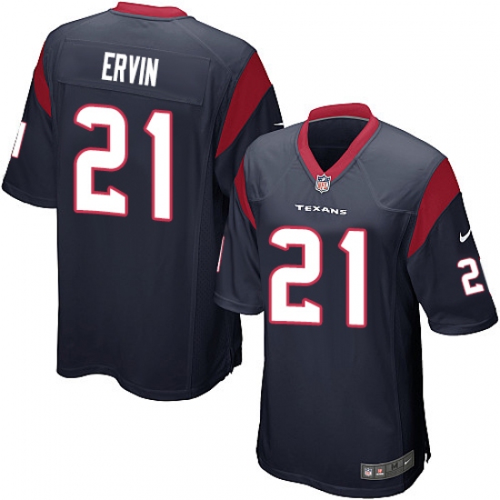 Men's Nike Houston Texans #21 Tyler Ervin Game Navy Blue Team Color NFL Jersey - Ujersey