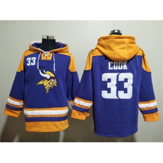 Men's Minnesota Vikings #33 Dalvin Cook Purple Yellow Ageless Must-Have Lace-Up Pullover Hoodie - Ujersey