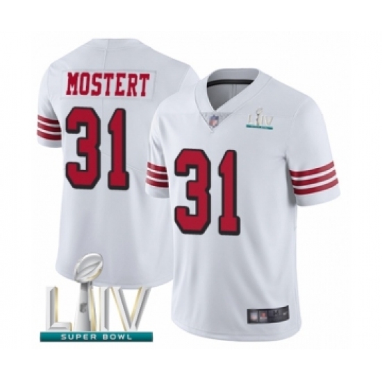 Men's San Francisco 49ers #31 Raheem Mostert Limited White Rush Vapor Untouchable Super Bowl LIV Bound Football Jersey - Ujersey