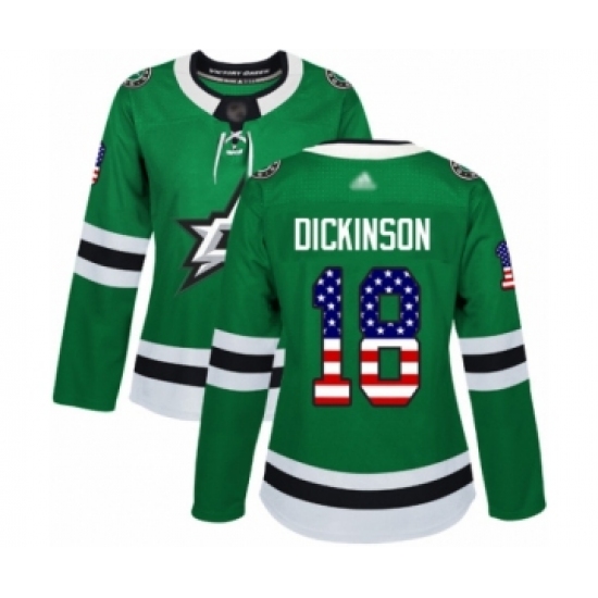 Women's Dallas Stars #18 Jason Dickinson Authentic Green USA Flag Fashion Hockey Jersey - Ujersey