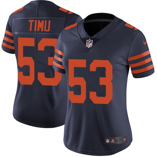 Women's Nike Chicago Bears #53 John Timu Navy Blue Alternate Vapor Untouchable Limited Player NFL Jersey - Ujersey