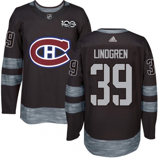 Men's Adidas Montreal Canadiens #39 Charlie Lindgren Authentic Black 1917-2017 100th Anniversary NHL Jersey - Ujersey