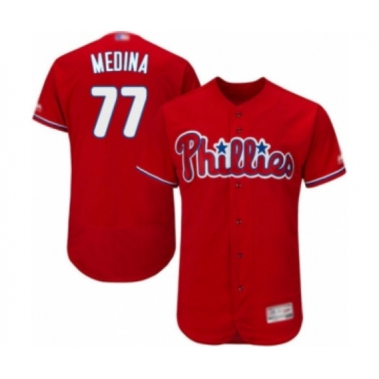 Men's Philadelphia Phillies #77 Adonis Medina Red Alternate Flex Base Authentic Collection Baseball Player Jersey - Ujersey